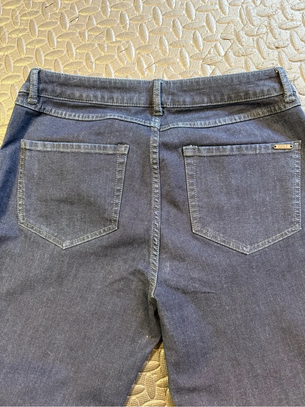 G.I.L.I. Dark Blue Jeans Black Tuxedo Stripe Size 10 Slim Straight